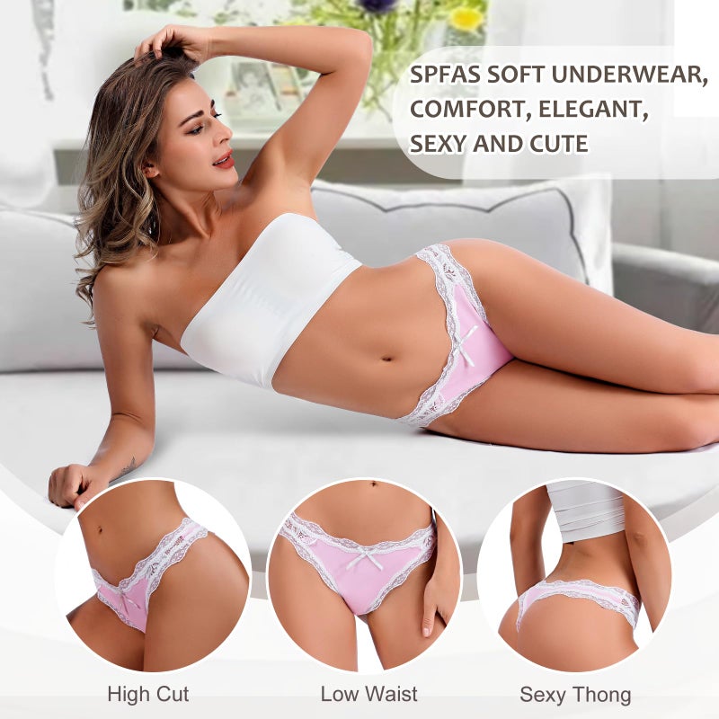 SPFAS Women's Lace Underwear Sexy Panties for Women Comfort Cheeky Bikini Underwear Soft Hipster Brief Panties for Ladies - Image 2